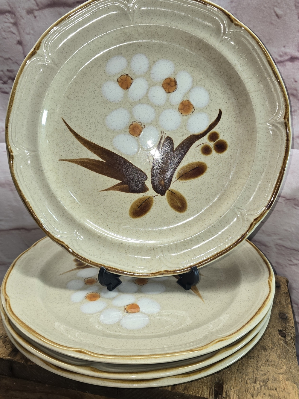 Set of 4 Vintage Hearthside Castlewood Stoneware Dinner Plates 10.5” Japan